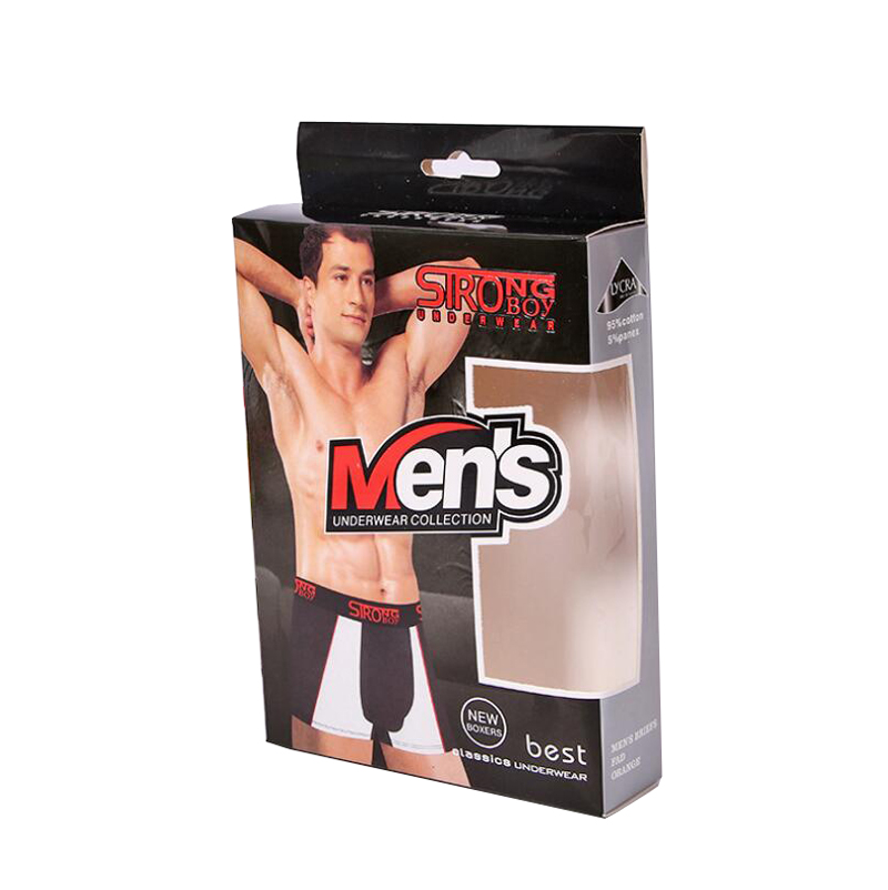 Custom Men Underwear Retail Packaging Box with Window and Hanging Hook
