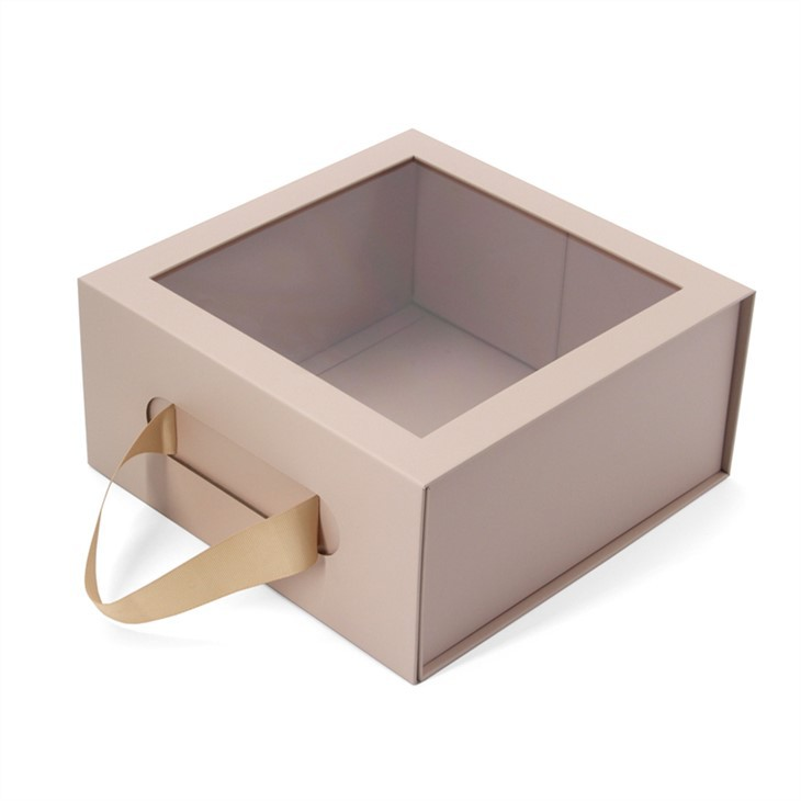 Rigid paper gift packaging box with clear window