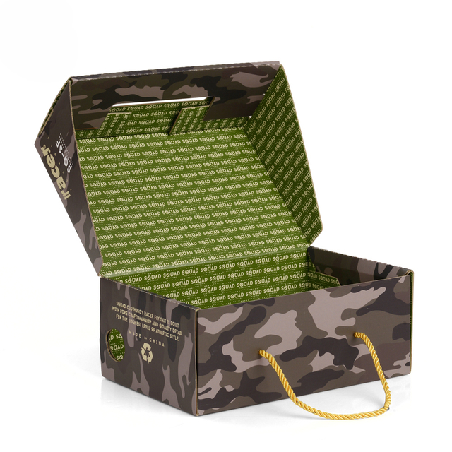Personalized Shoe Corrugated Paper Package Box with Handle for Slippers