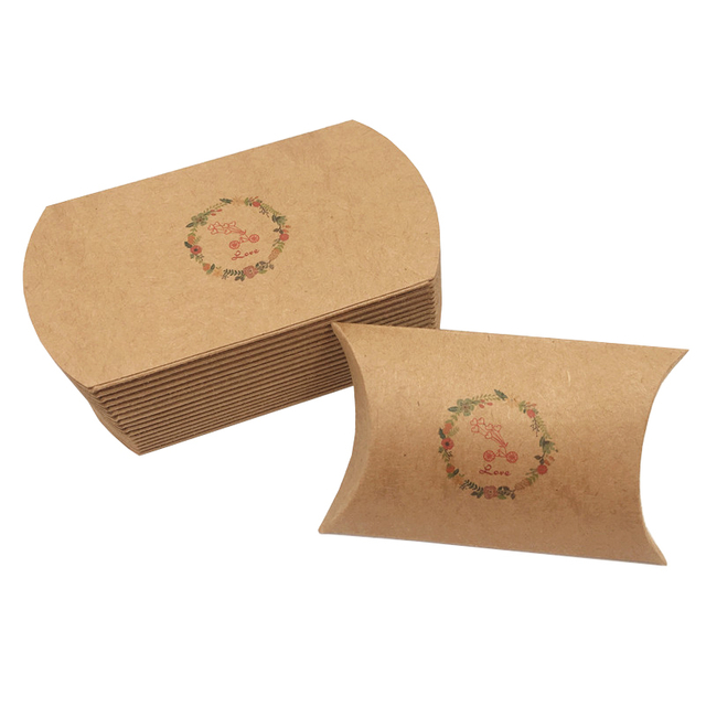 Custom Brown Kraft Paper Pillow Box Packaging