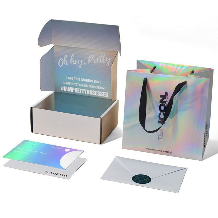 Holographic Colored Mailer Boxes And Bag