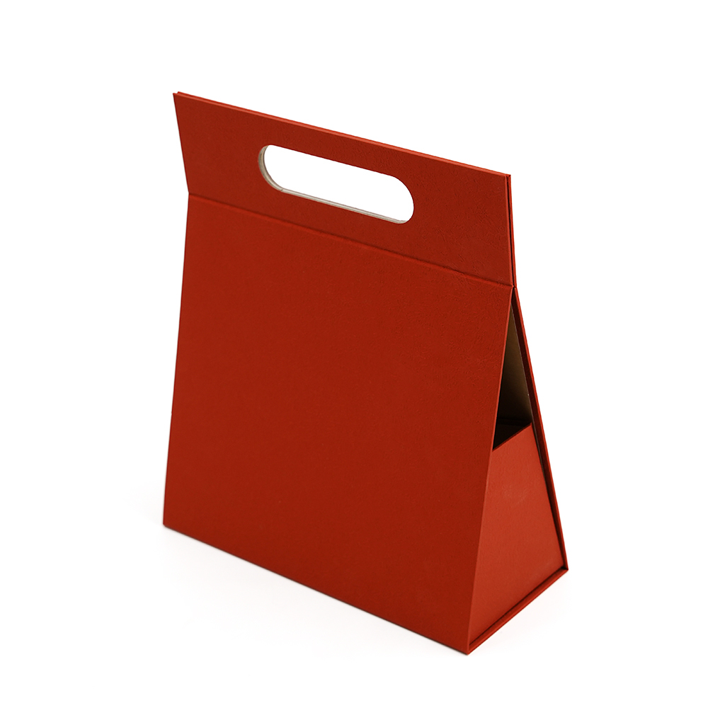 Luxury Triangle Shaped Foldable Magnetic Gift Paper Box with Die Cut Handle