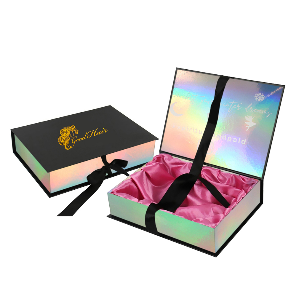 Custom Logo Luxury Hair Extension Packaging Gift Boxes with Satin Lining