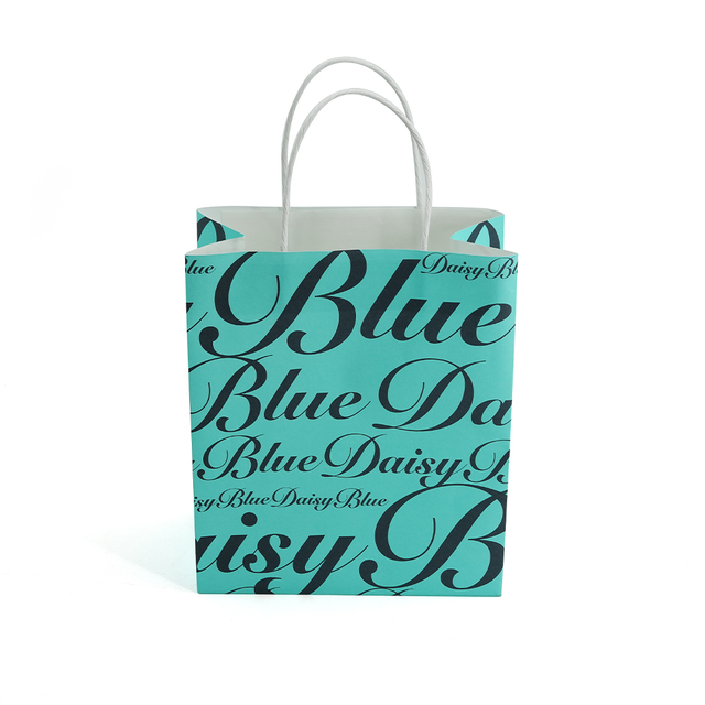 Custom Made Tiffany Blue White Kraft Paper Shopping Bags with Your Own Logo