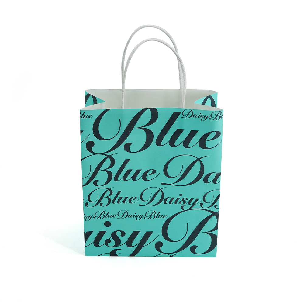 Custom Made Tiffany Blue White Kraft Paper Shopping Bags with Your Own Logo