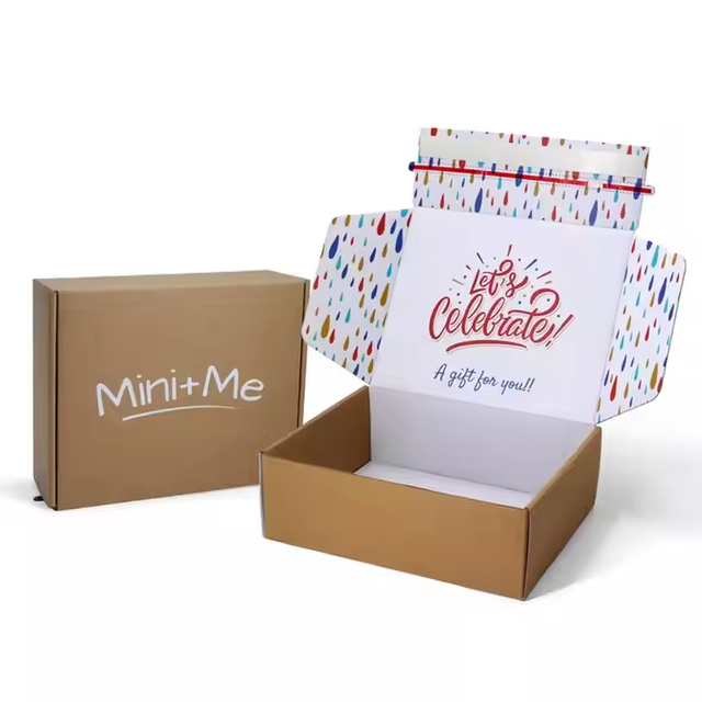 Custom Printed Ecommerce Corrugated Paper Boxes Recycled Cardboard Zipper Tear Strip Mailer Packaging Shipping Box