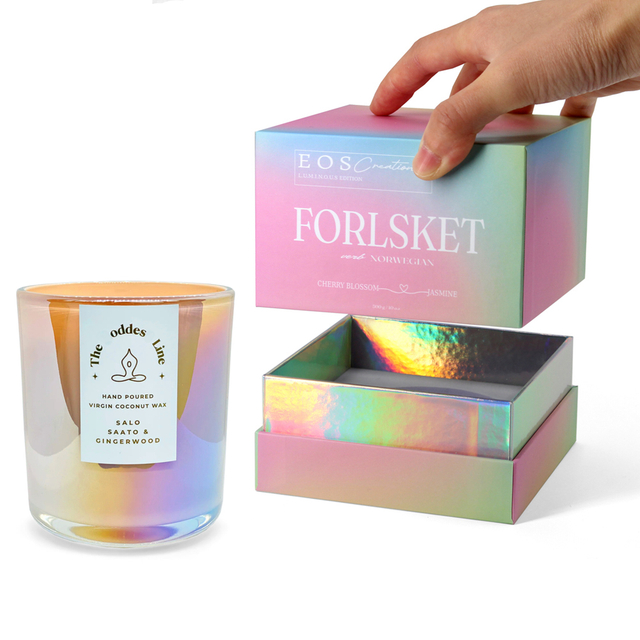 Personalized Luxury Holographic Scented Candle Packaging Box
