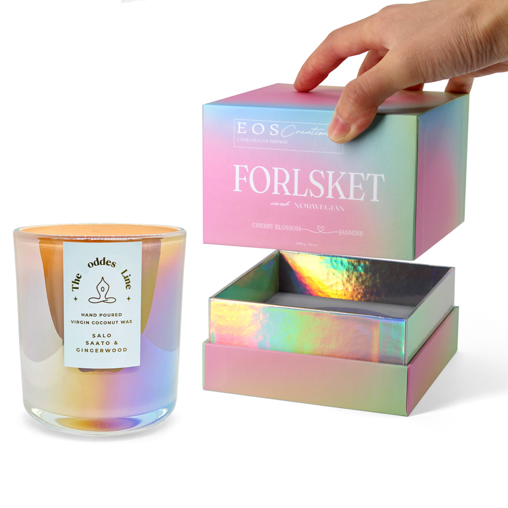 Personalized Luxury Holographic Scented Candle Packaging Box