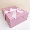 Custom Pink Collapsible Double Door Gift Box With Branded Satin Ribbon & Foam Insert