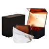 Custom Luxury Magnetic Flip Top Gift Box With Rose Gold Foil Interior and Dust Bag
