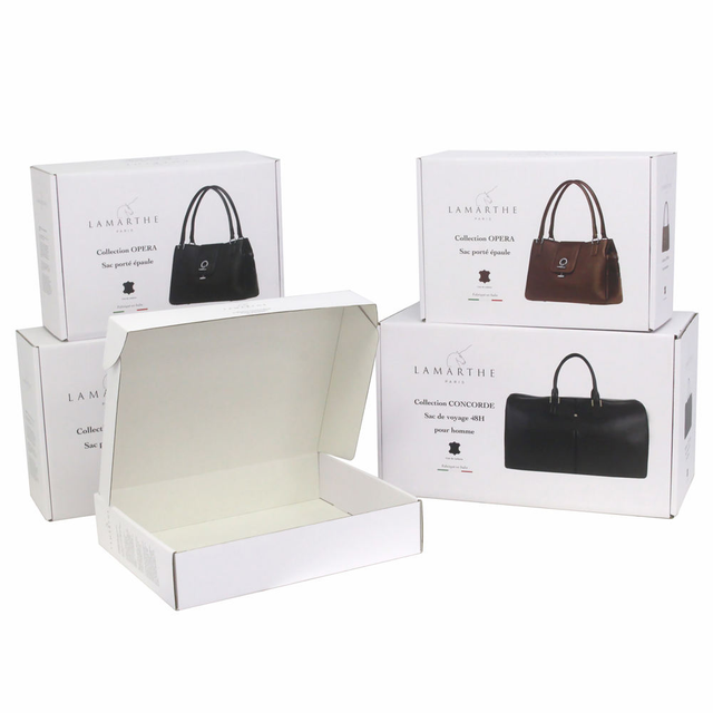 Custom Printed Corrugated Tuck Top Box for Handbag & Leather Goods Packaging