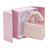 Custom Pink Collapsible Double Door Gift Box With Branded Satin Ribbon & Foam Insert