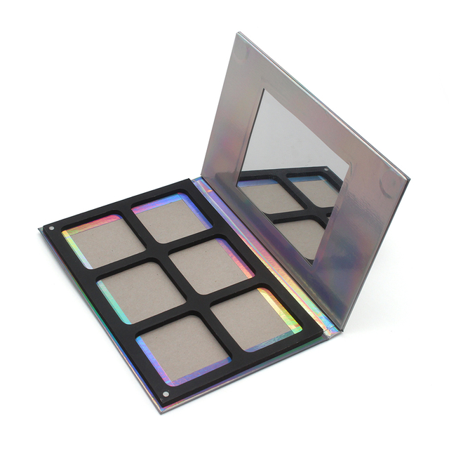 Custom Holographic Flip‑Top Magnetic Makeup Palette With Mirror & 6 Pan