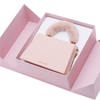 Custom Pink Collapsible Double Door Gift Box With Branded Satin Ribbon & Foam Insert